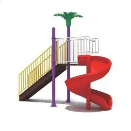 Slide For Kids Metal Palm Spiral With Stair - Gold land toys best toys shop in Dubai