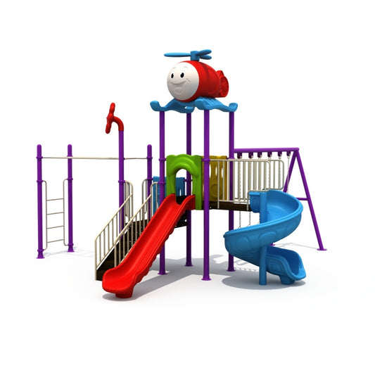 BYFT Two Slide And 3 Kids & Adult Swings & Monkey Bar Playground