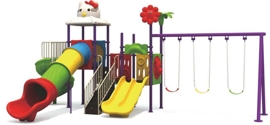 Four Slide And 3 Kids Swings Playground - Gold land toys best toys shop in Dubai