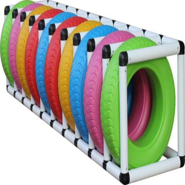 colourfull 10 tyres set with tyres rack - Gold land toys best toys shop in Dubai 