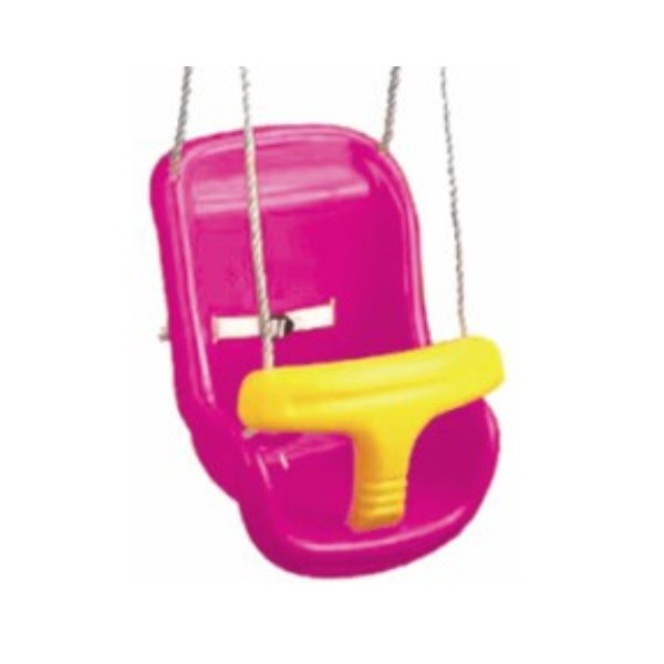 Pink baby swing for soothing and safe relaxation.