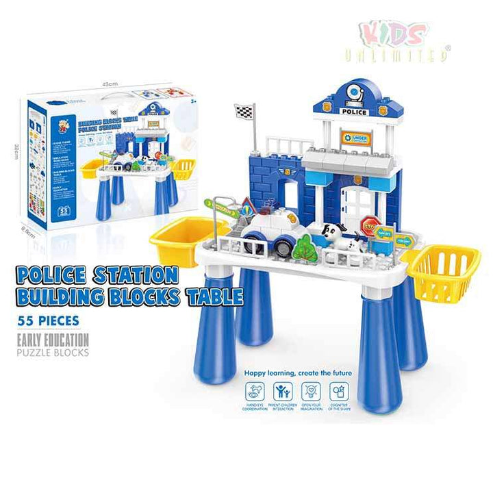 Building Block Table Fire Station Police Station Complete Set - Gold land toys best toys shop in Dubai 