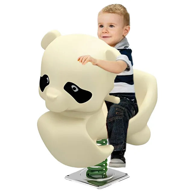 Panda shape children ride spring