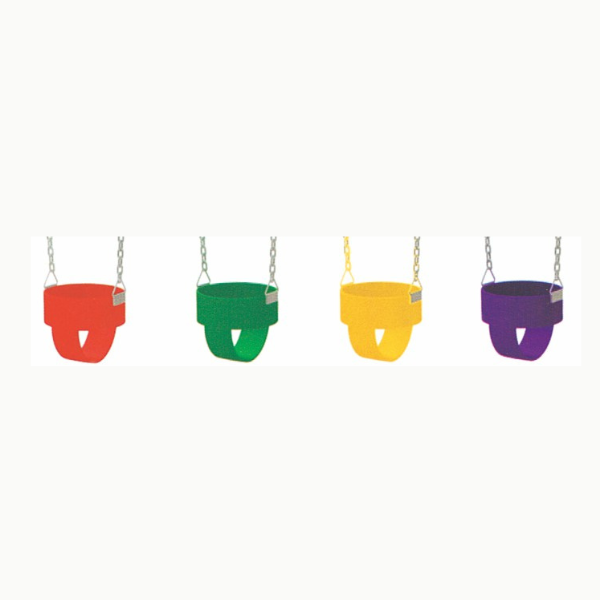 Colorful toddler swing seat for outdoor play.