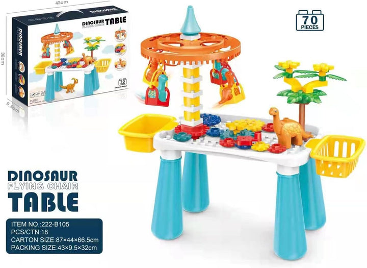 Toy Pro Kids Building Blocks Building Table with Dinosaur Toy