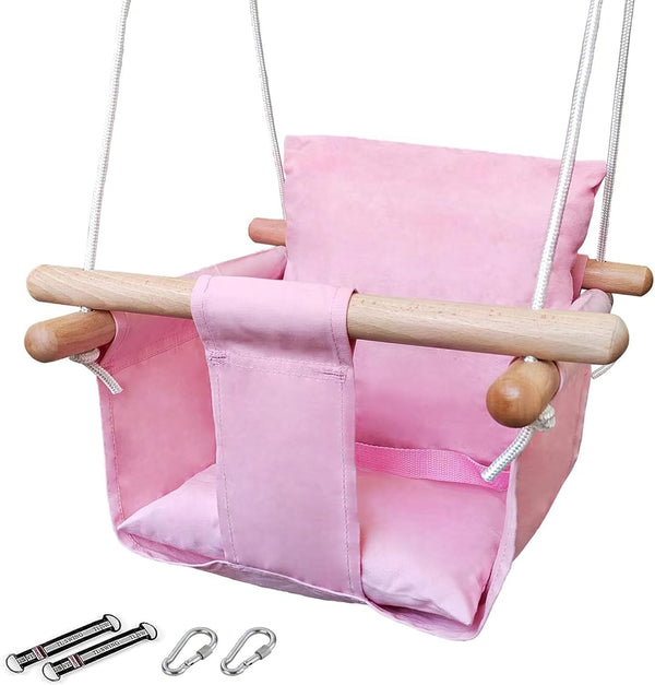 secure baby swing seat pink colour - Gold land toys best toys shop in Dubai 